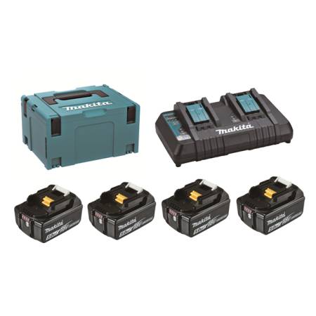 Makita Sada 4xBL1850B + DC18RD(2) syst. (18V/5,0Ah) LXT