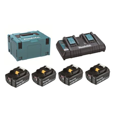 Makita Sada 4x baterie 5,0Ah a dvojnabíječka 18V LXT