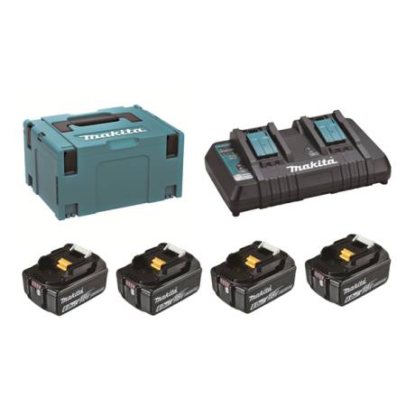 Makita Sada 4xBL1860B + DC18RD(2) syst. (18V/6,0Ah) LXT