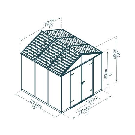 Palram Rubicon 8´x 8´ Antracit HEAVY DUTY prostorný zahradní domek