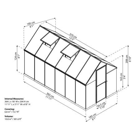 Palram MULTILINE 6X12 polykarbonátový skleník